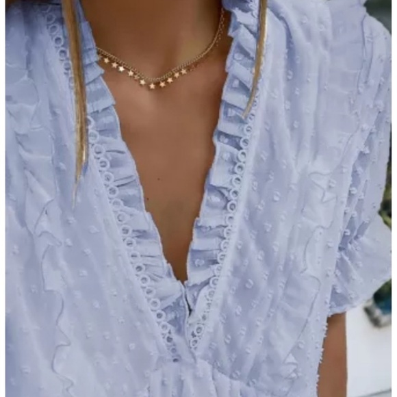 🔅‼️Sky blue Swiss knot Blouse size Medium - Picture 3 of 5